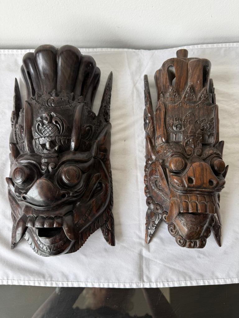 Twee houten Garuda maskers Indisch Indonesisch, Antiek en Kunst, Kunst | Niet-Westerse kunst, Ophalen of Verzenden
