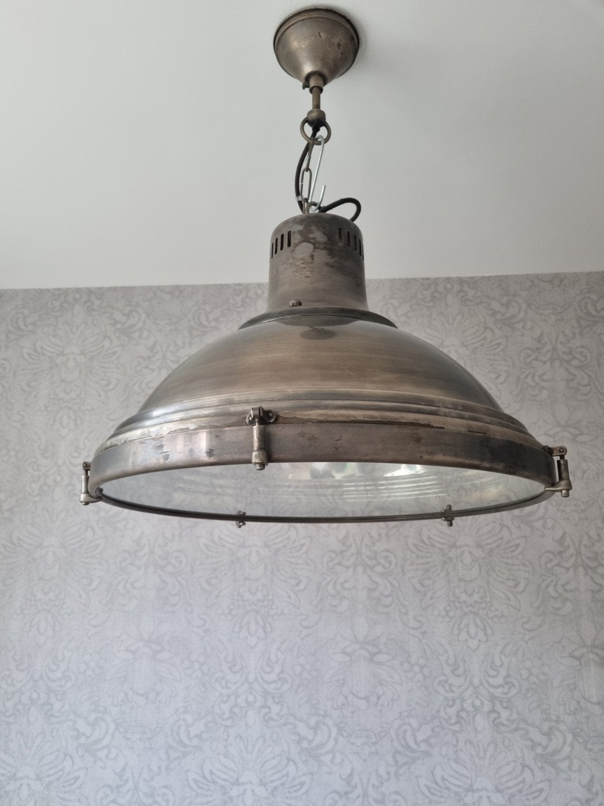 Industriële hanglamp met afdekplaat, Huis en Inrichting, Ophalen of Verzenden, Zo goed als nieuw