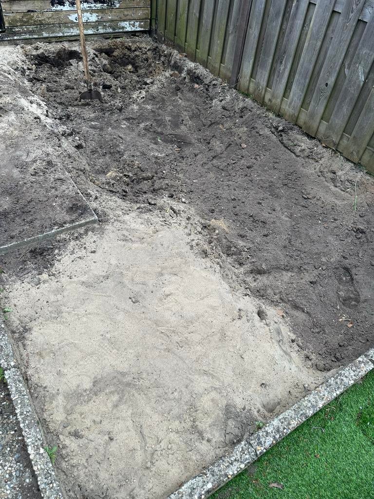 Gratis af te halen: Zand en grond voor tuin of oprit, Tuin en Terras, Zand, Ophalen of Verzenden, Zo goed als nieuw, Ophoogzand