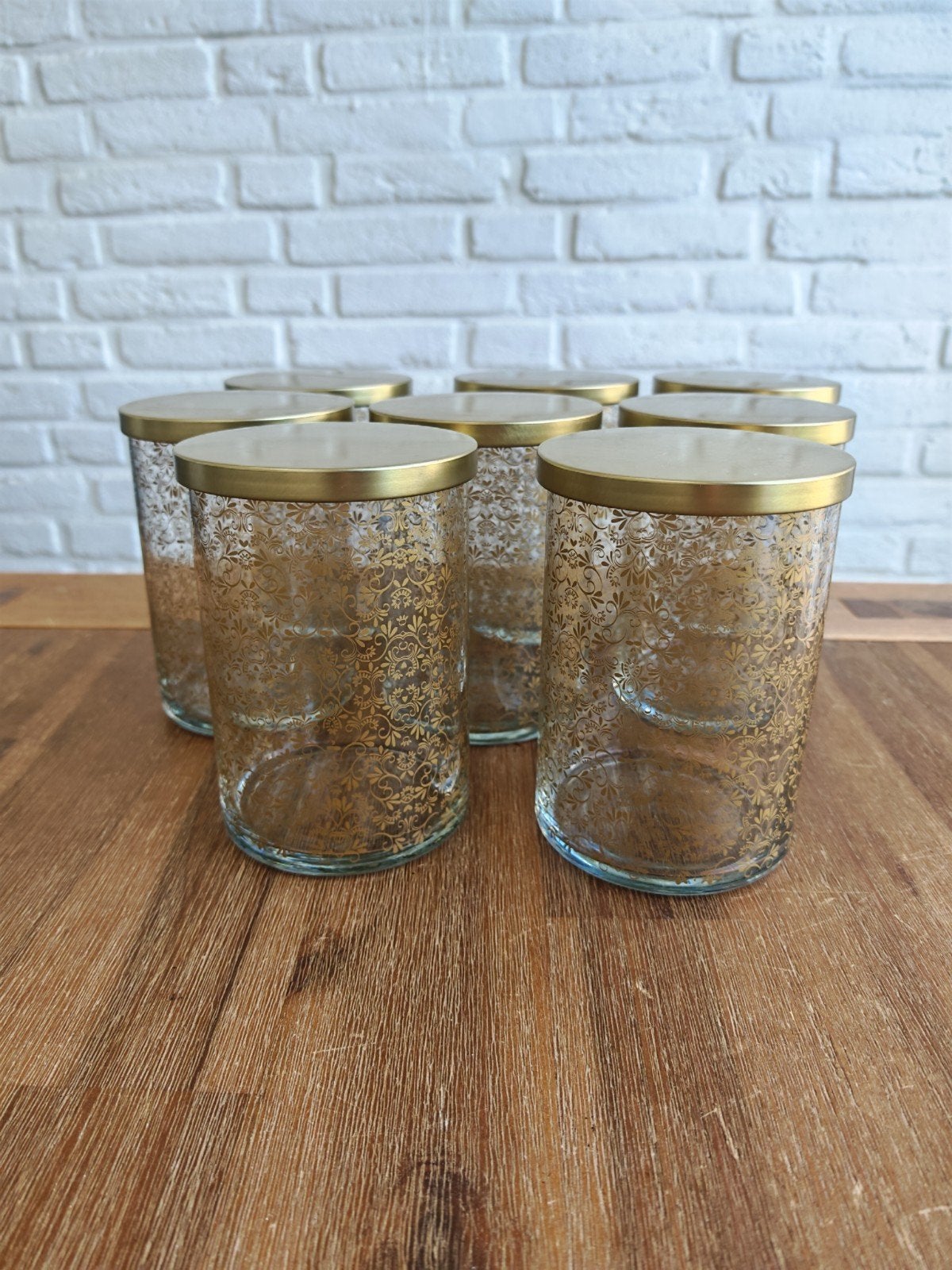 Snoeppotten met tangen - 15 cm hoog, 10,5 cm doorsnee, Ophalen, Gebruikt, Meerkleurig, Glas