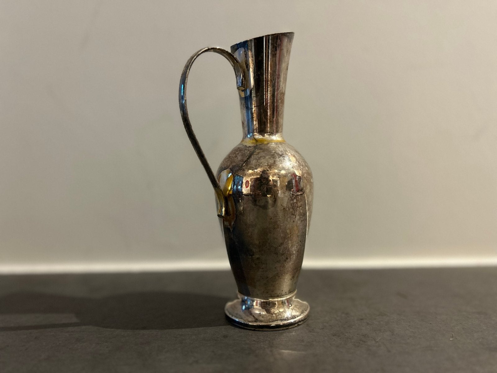 Antieke zilveren miniatuur kan met inscriptie, Ophalen of Verzenden