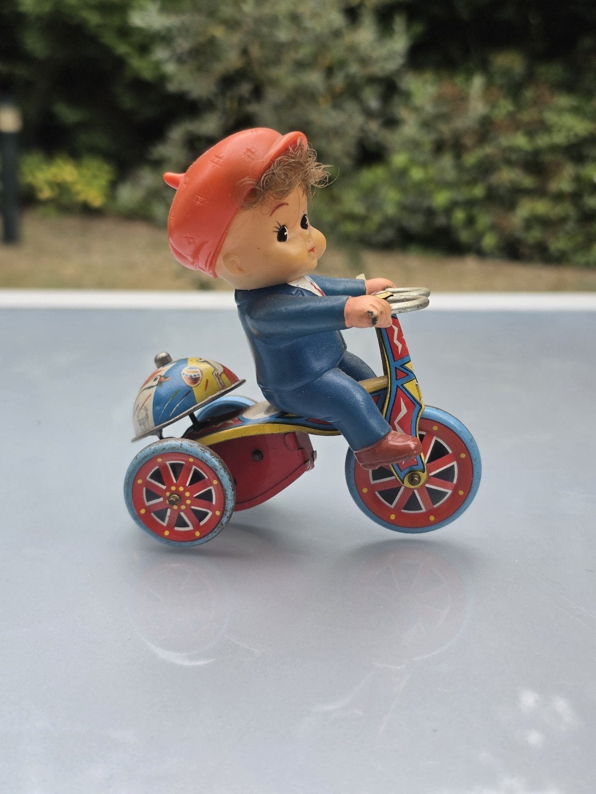 Oud blikken Suzuki speelgoed driewieler tricycle Japan, Ophalen of Verzenden