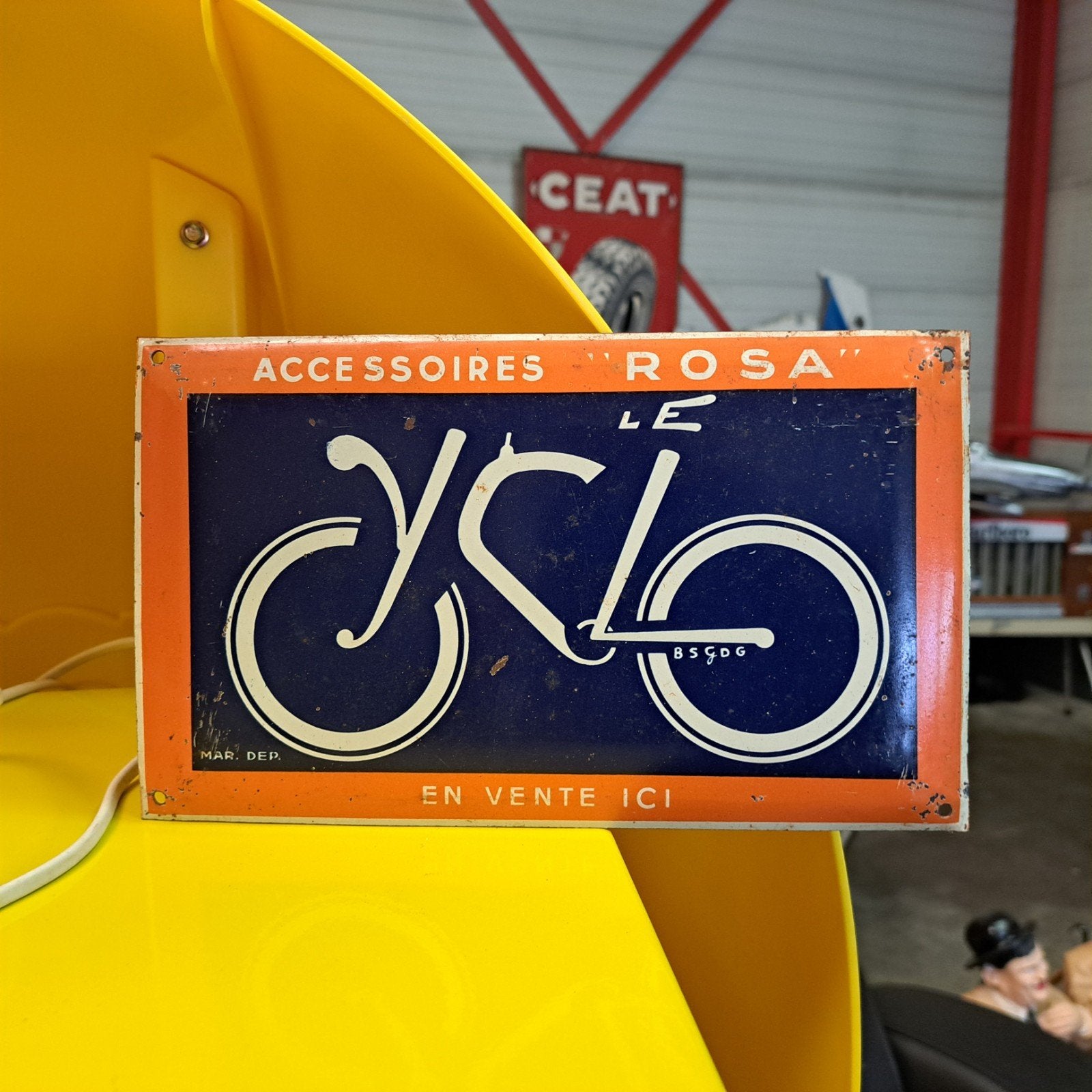 Accessoires "rosa" blikken reclamebordje, Ophalen of Verzenden, Gebruikt, Reclamebord