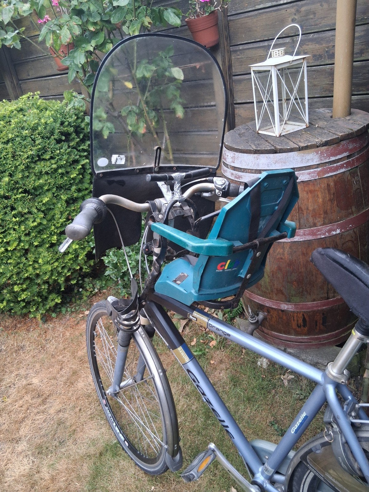 Gebruikt fietsstoeltje voor, inclusief windscherm, Ophalen, GMG, Voorzitje, 0 t/m 13 kg