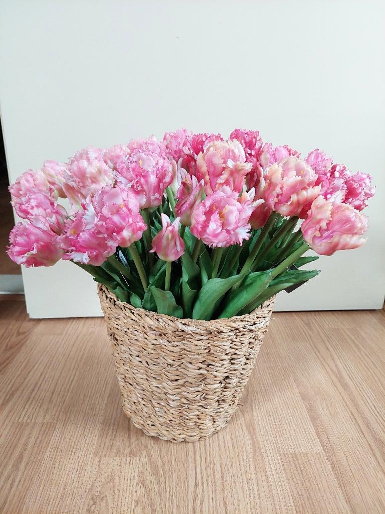 Siliconen Real Touch Tulpen - Kunsttulpen / Franse tulpen, Ophalen, 40 cm, Roze, Kunstbloem