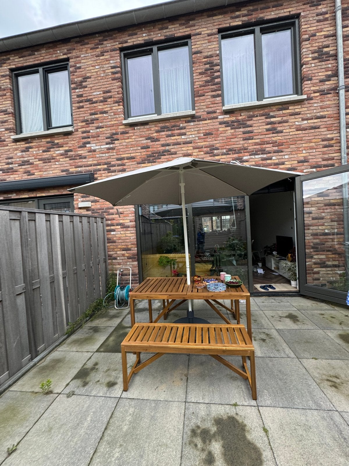 Parasol 3.5 meter van Sligro, Ophalen of Verzenden, Gebruikt, 3 tot 4 meter, Zweefparasol