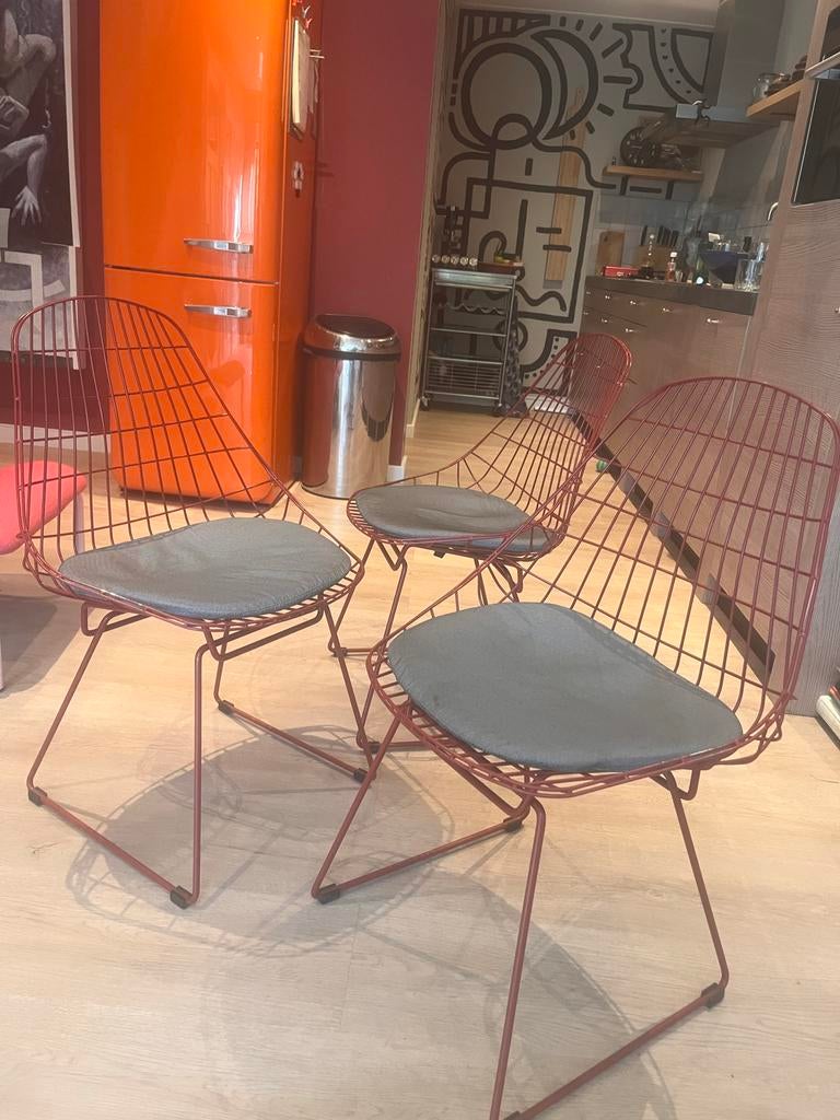 Pastoe Wire Stoel Rood - 10 Stuks Beschikbaar, Ophalen, Gebruikt, Metaal, Vijf, Zes of meer stoelen