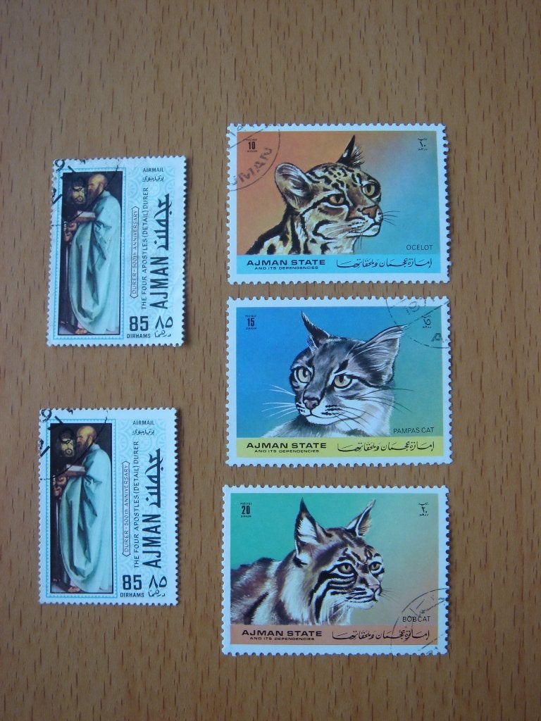 AJMAN 5 Postzegels, Ophalen of Verzenden, Gestempeld, Midden-Oosten