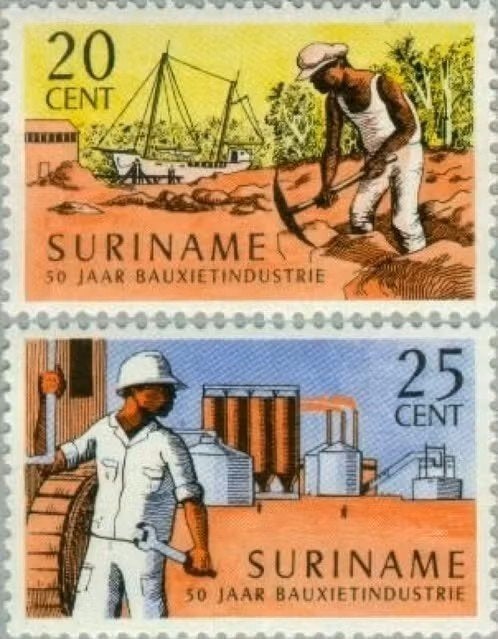 Suriname 1966 - nvph 468-469 - 50 jaar Bauxietindustrie, Ophalen of Verzenden, Postfris