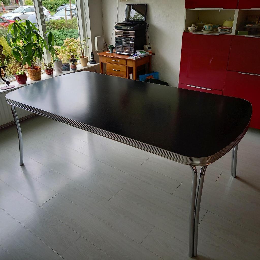 Bel Air Retro Tafel TO28 Blackstone, Huis en Inrichting, Tafels | Eettafels, 100 tot 150 cm, 200 cm of meer, Ophalen of Verzenden