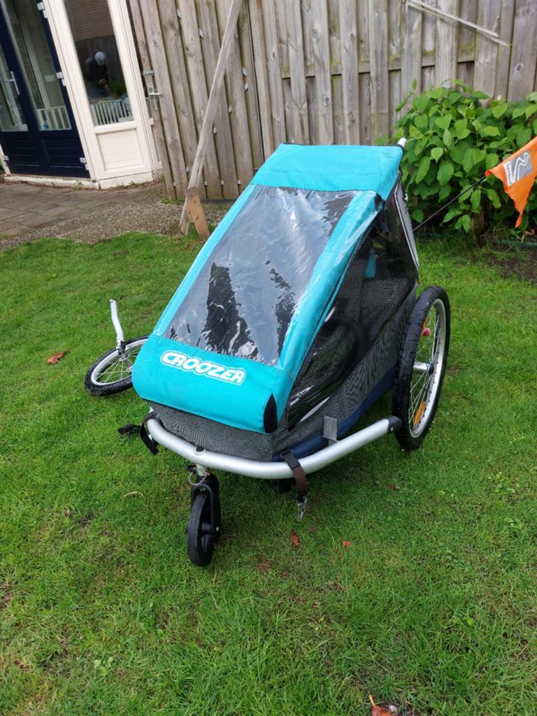 Croozer fietskar voor 1 kind + accessoires, Fietsen en Brommers, Gebruikt, Opvouwbaar, Ophalen of Verzenden, Kinderkar