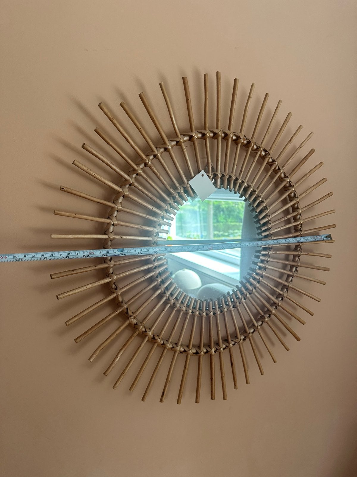 Rotan spiegel zon met een diameter van 50 cm, Ophalen, Rond, Zo goed als nieuw, Minder dan 100 cm