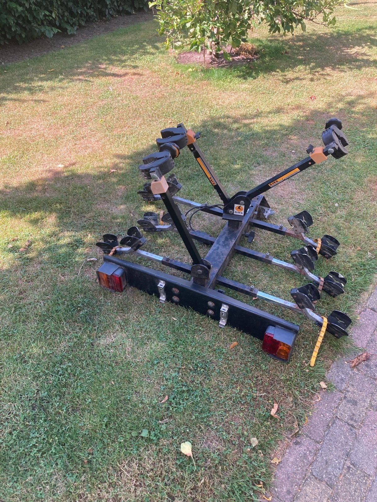 Hawk fietsendrager voor 3 fietsen met kantelsysteem, Ophalen of Verzenden, 3 fietsen of meer, Gebruikt, Trekhaakdrager