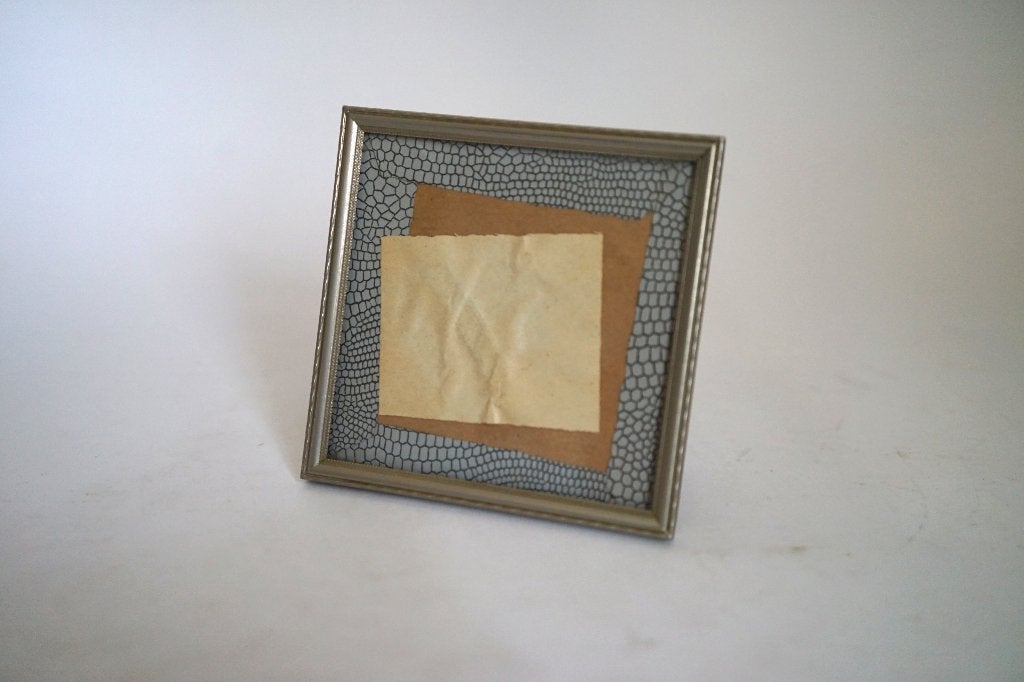 Vintage fotolijst vierkant staand plat helder glas, Gebruikt, Met glas, Ophalen of Verzenden, Wissellijst