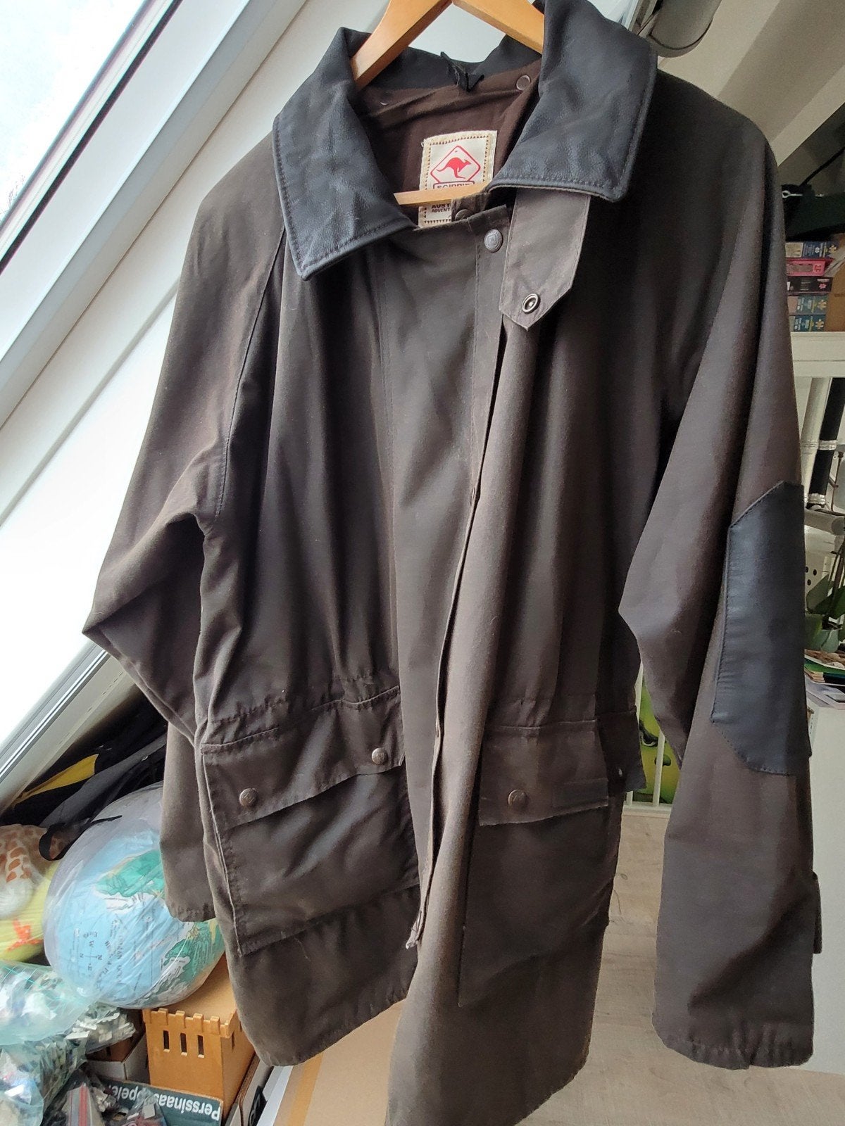 Scippis wax jas model Dover., Bruin, Maat 56/58 (XL), Ophalen of Verzenden, Zo goed als nieuw