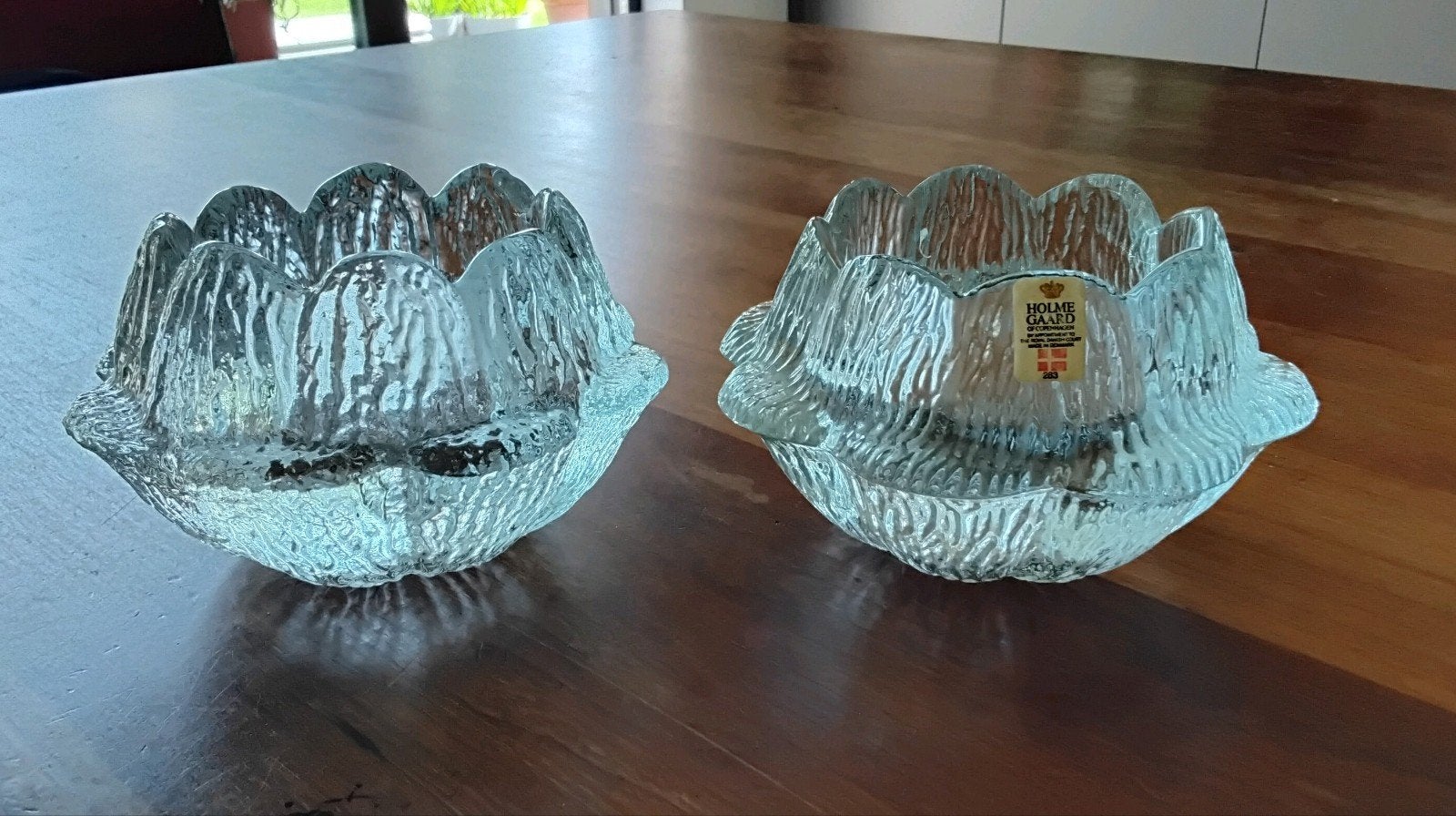 Vintage waxinelicht houder, schaal Holmegaard Akande, 13cm, Antiek en Kunst, Antiek | Glas en Kristal, Ophalen of Verzenden