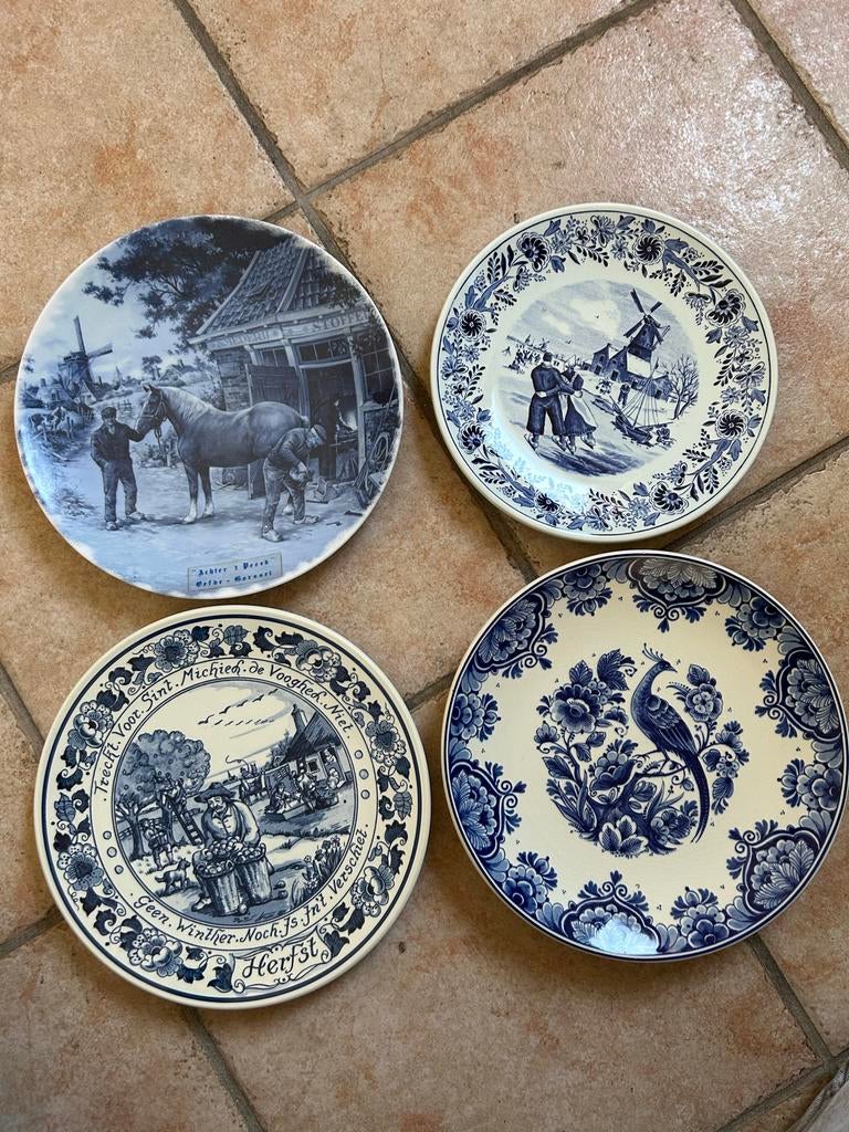 Set van 4 Delfts Blauwe Wandborden, Antiek en Kunst, Ophalen