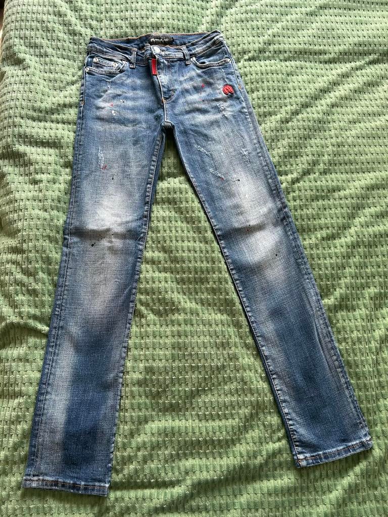 My Brand jeans middenblauw maat 14 met accenten, Kinderen en Baby's, Ophalen of Verzenden, Zo goed als nieuw, Jongen, Broek