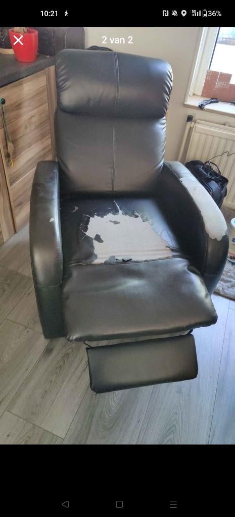 Relaxstoel, Huis en Inrichting, Fauteuils, Gebruikt, Leer, Stof, 50 tot 75 cm, Minder dan 75 cm, Ophalen