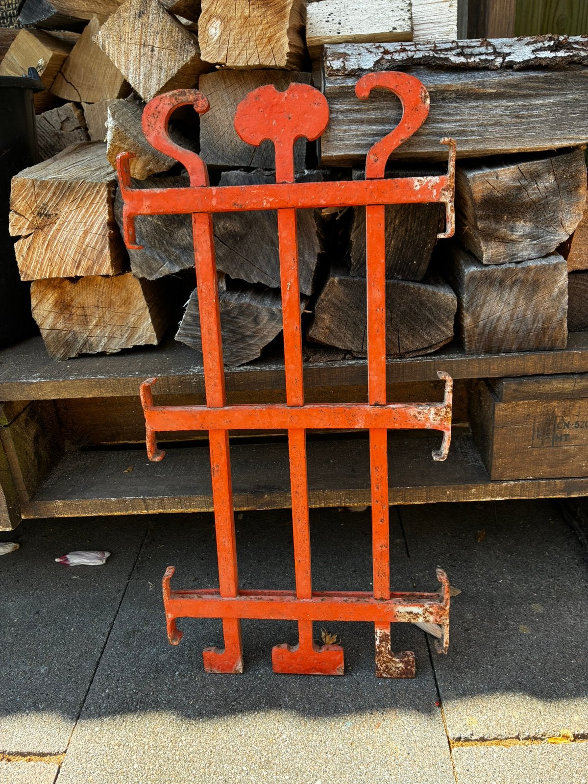 Antiek smeedijzeren raamhek of siertralie, Ophalen, Gebruikt, Minder dan 80 cm, Minder dan 80 cm