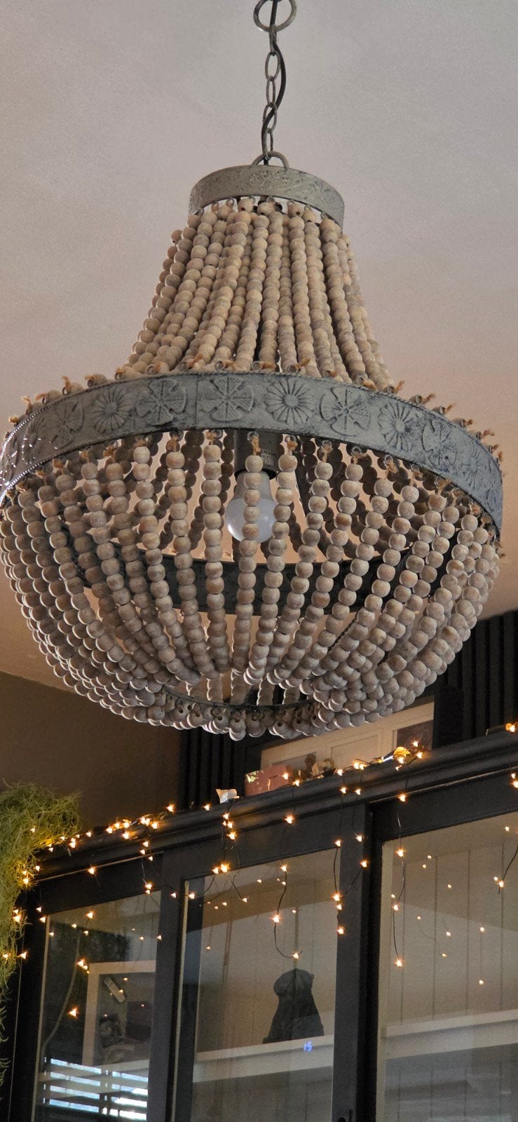 kralen Hanglamp XL, Ophalen, Zo goed als nieuw, Hout, E27 (groot)
