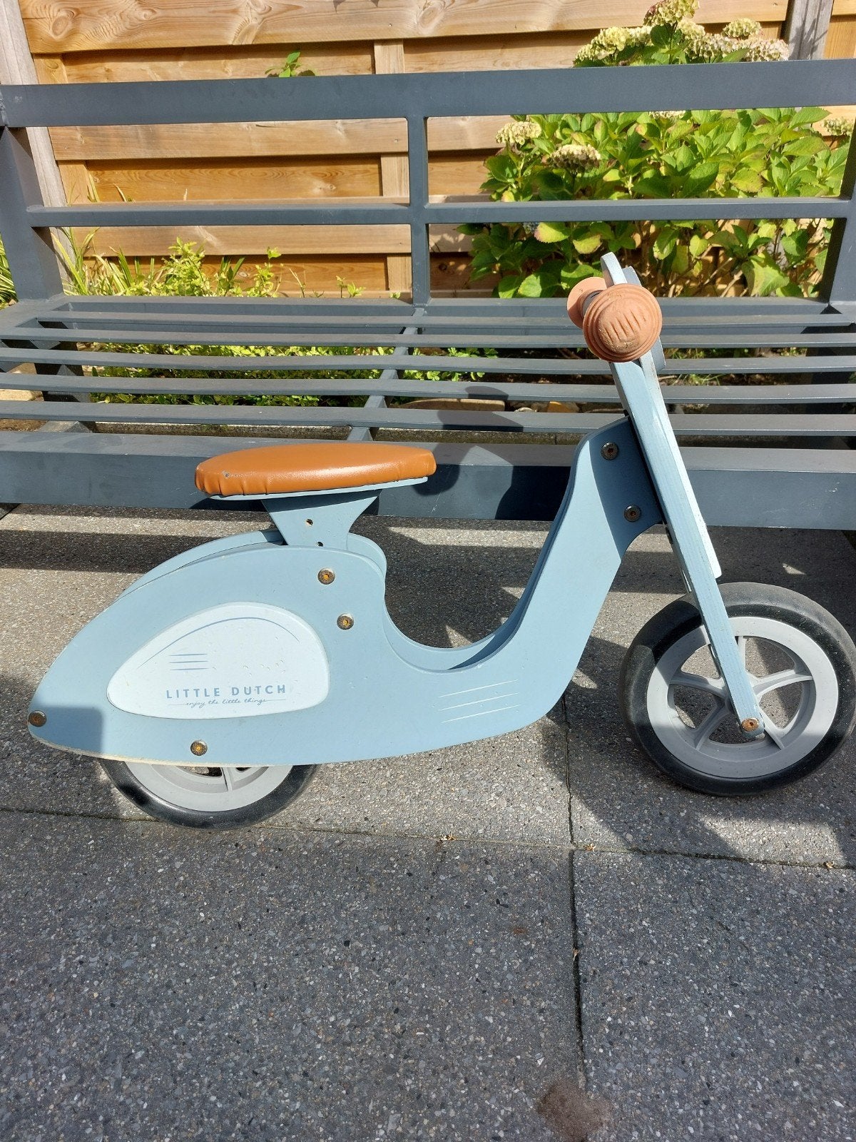 Little Dutch Houten Loopscooter - Blauw, Kinderen en Baby's, Speelgoed | Buiten | Voertuigen en Loopfietsen, Ophalen, Gebruikt