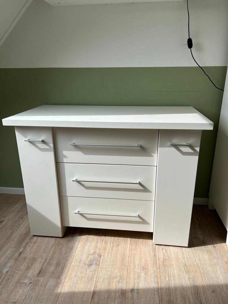 Gratis Commode wit met 3 laden - 65x130x95 cm, Ophalen, Gebruikt, 50 tot 70 cm, 100 cm of meer
