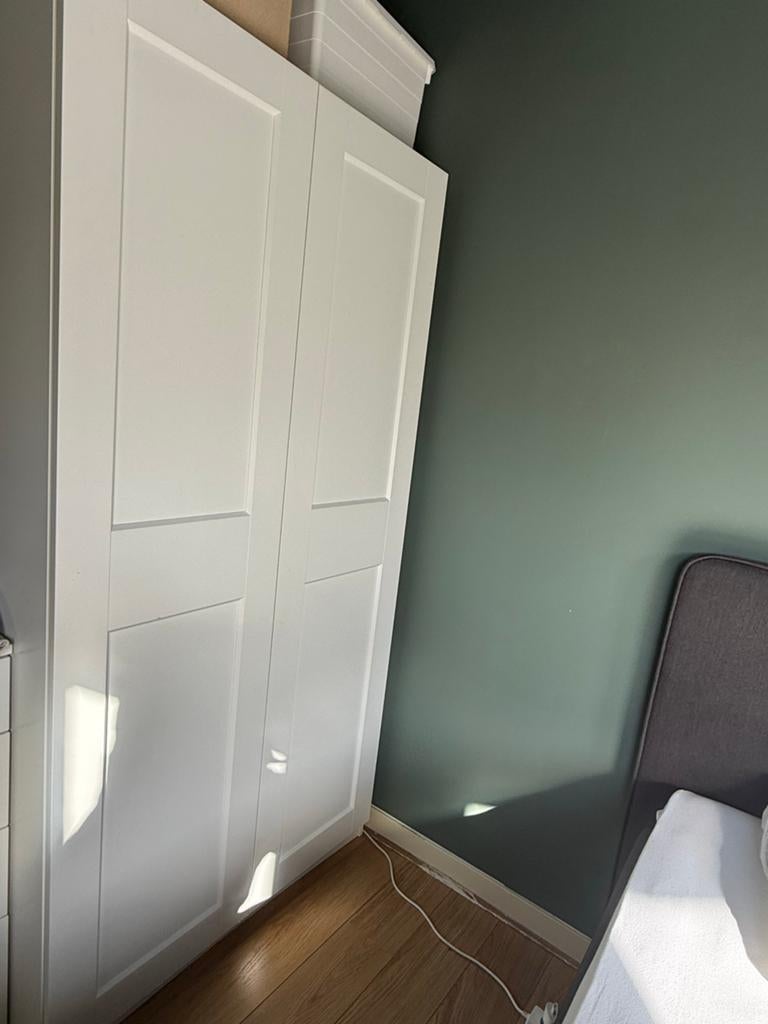 Witte pax kledingkast met lades en hangruimte, Ophalen, Gebruikt, 200 cm of meer, 50 tot 100 cm