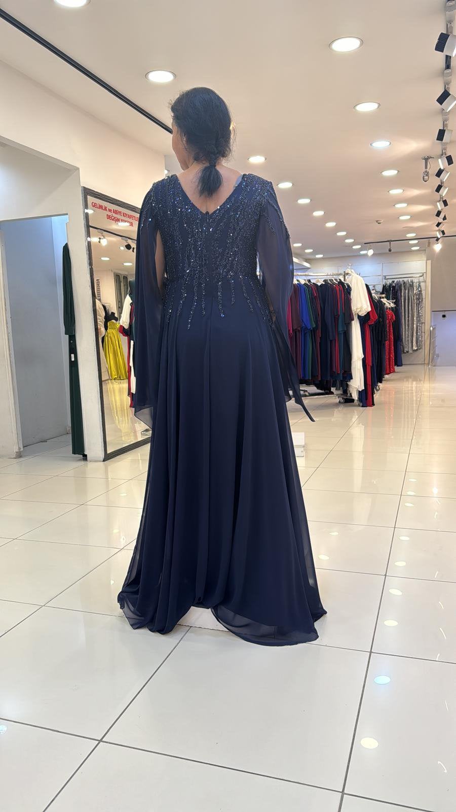Avondjurk Donker Blauw, Kleding | Dames, Gelegenheidskleding, Galajurk, Blauw, Maat 42/44 (L), Ophalen of Verzenden