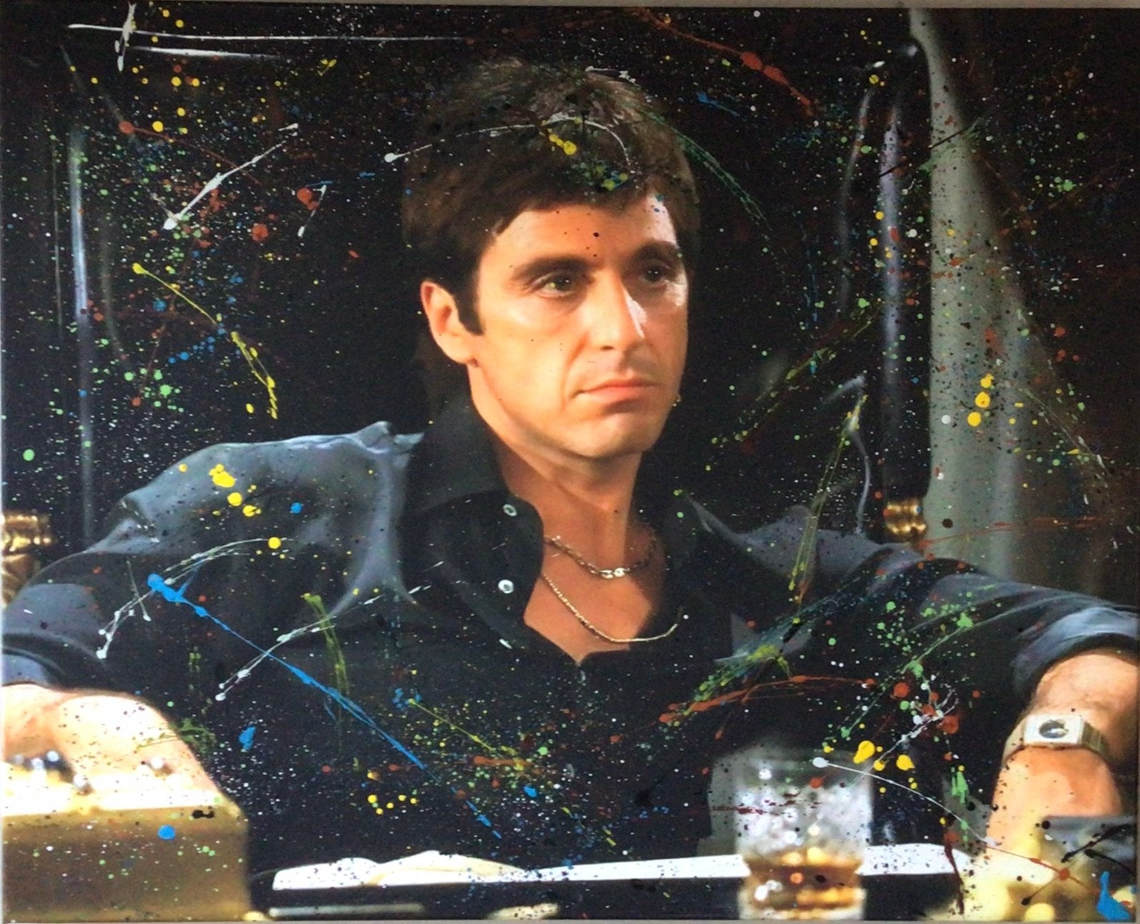 Scarface- Tony Montana- Mixed Media- Canvasdoek- XXL, Ophalen of Verzenden