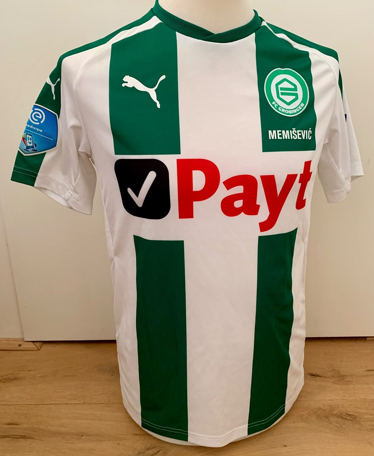 FC Groningen Memisevic Matchworn 17/18, Maat L, Ophalen of Verzenden, Zo goed als nieuw, Shirt