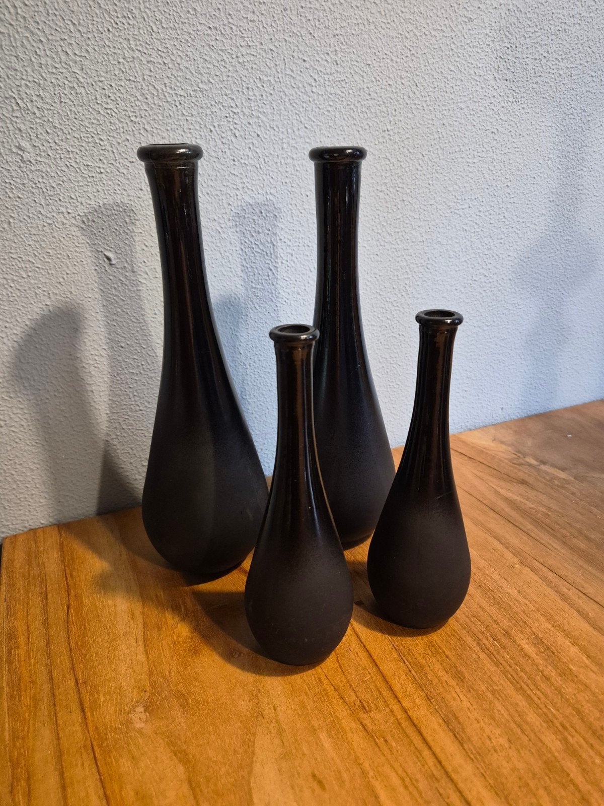 Set van 4 zwarte vazen, 2 maten, Ophalen, Zo goed als nieuw, Zwart, Glas