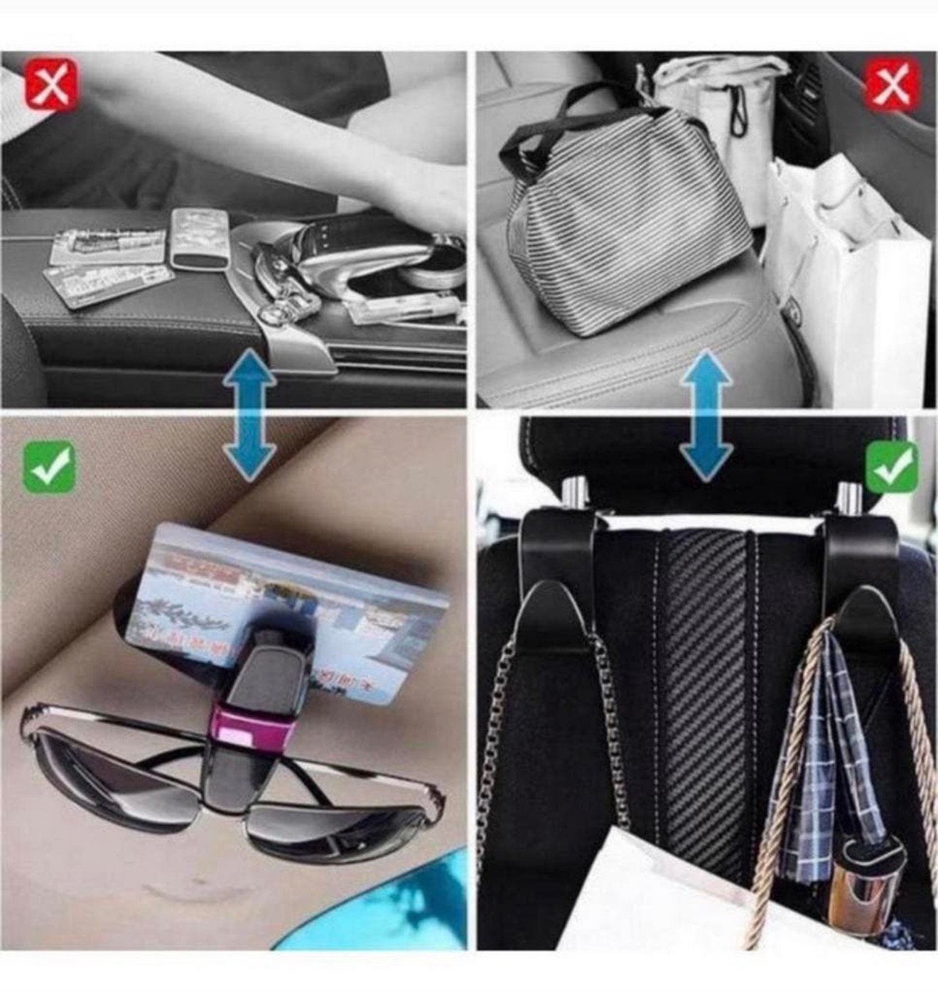 8 X auto organizer clips tassenhouder zonnebril houder pasje, Nieuw, Ophalen of Verzenden, H, H