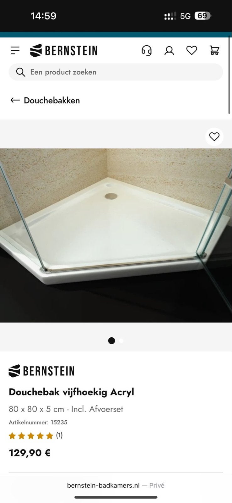 Bernstein Douchebak voor Camper 80x80, Ophalen, Nieuw