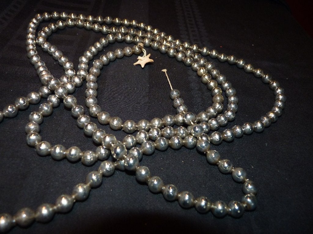 Oude antieke zilveren kralenketting 170cm glas best nog gaaf, Ophalen, Gebruikt