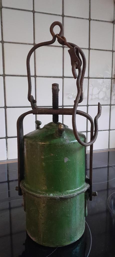 Antieke carbidlamp uit de mijnen, Antiek en Kunst, Ophalen of Verzenden