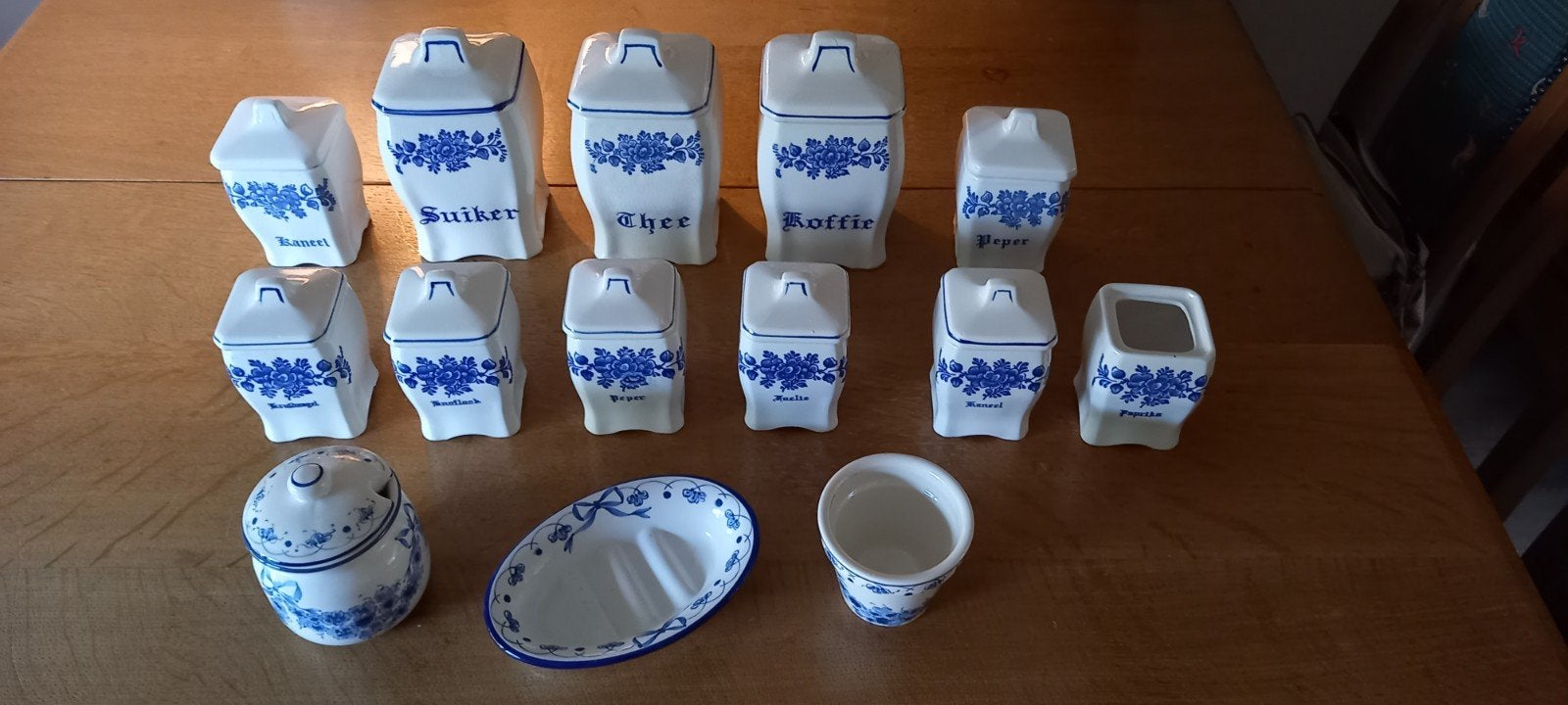 Blauw/witte voorraadpotten set - wegens plaatsgebrek, Ophalen