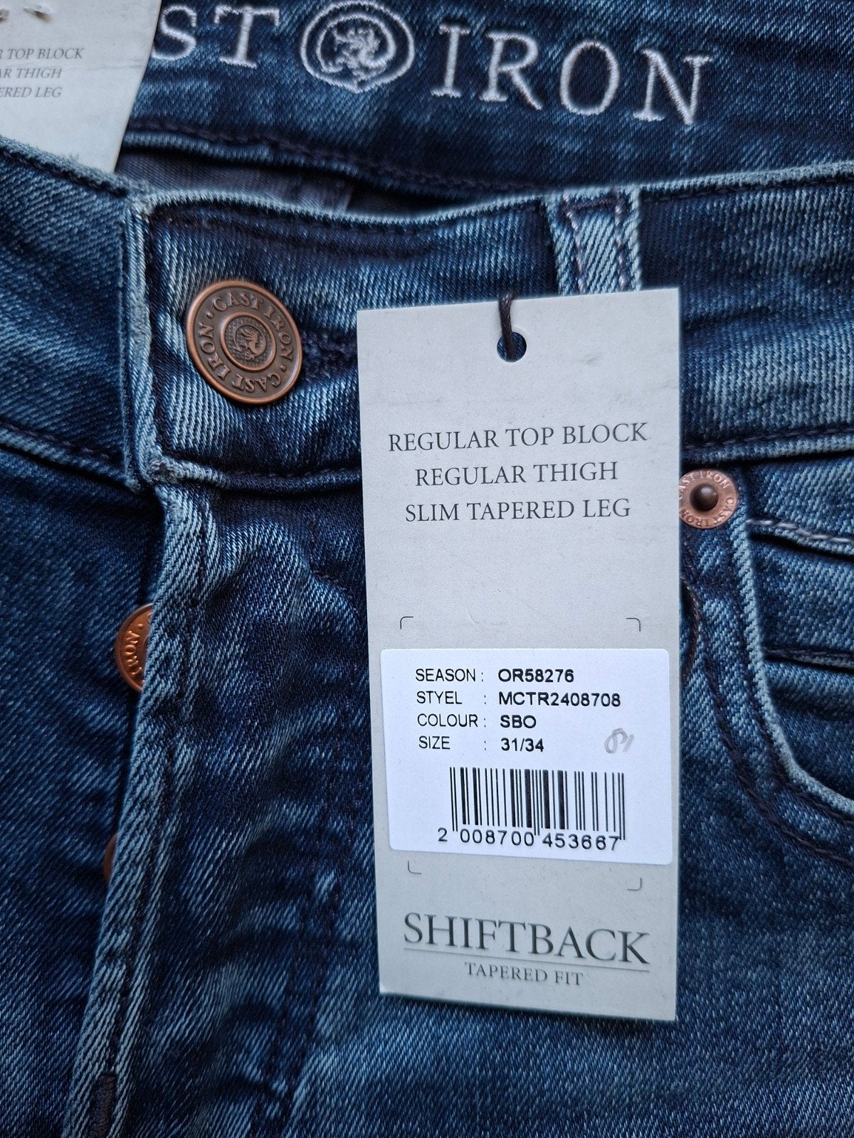 CAST IRON Shiftback tapered fit jeans W31 L34, Blauw, Nieuw, W32 (confectie 46) of kleiner, Ophalen of Verzenden