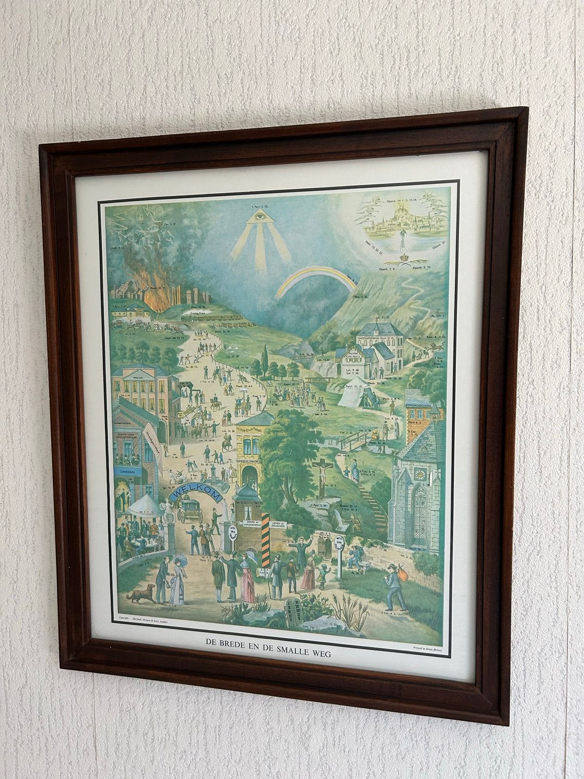 De Brede en de Smalle Weg - Klassiek schilderij, Antiek en Kunst, Kunst | Schilderijen | Klassiek, Ophalen, Overige technieken