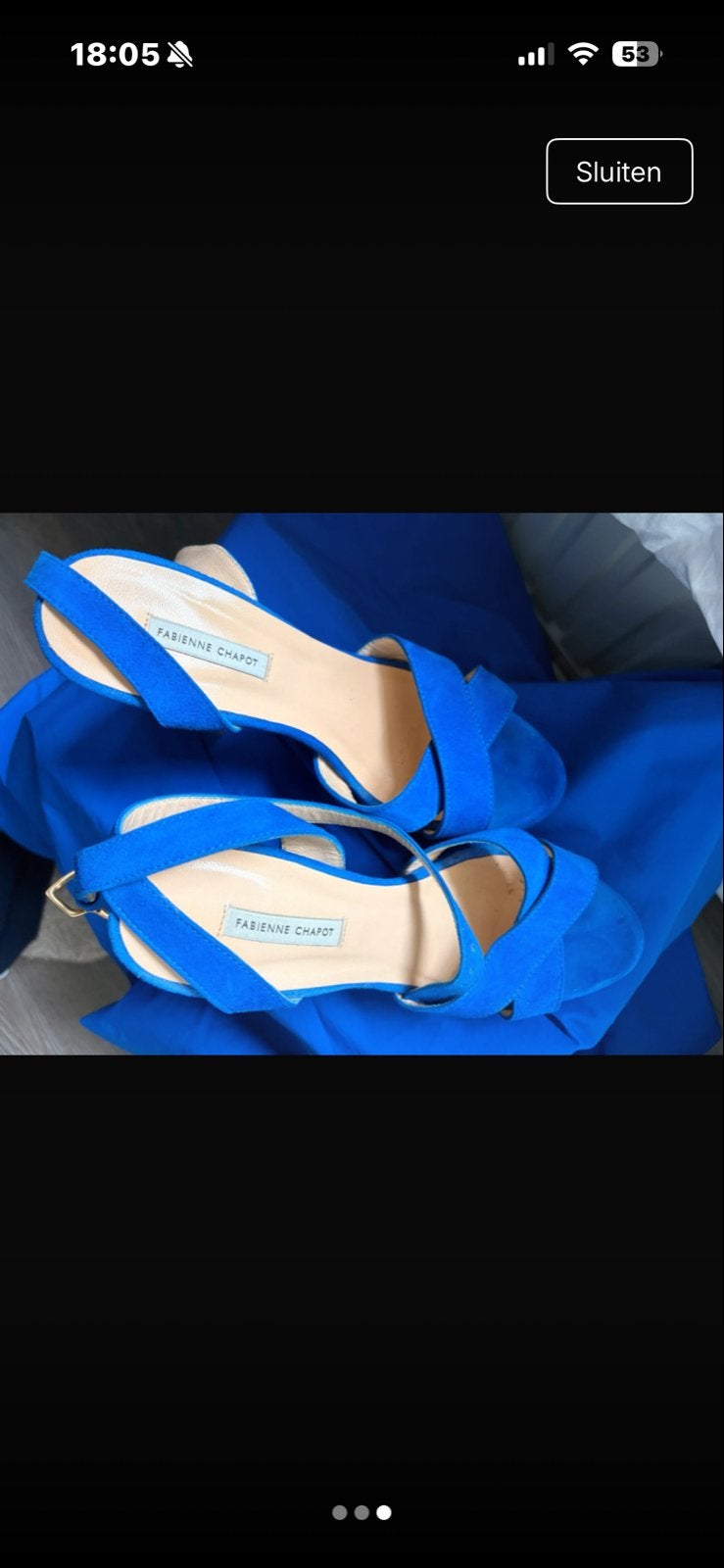 Fabienne Chapot suède sandalen met blokhak  - Kobaltblauw, Blauw, Zo goed als nieuw, Sandalen of Muiltjes, Ophalen of Verzenden