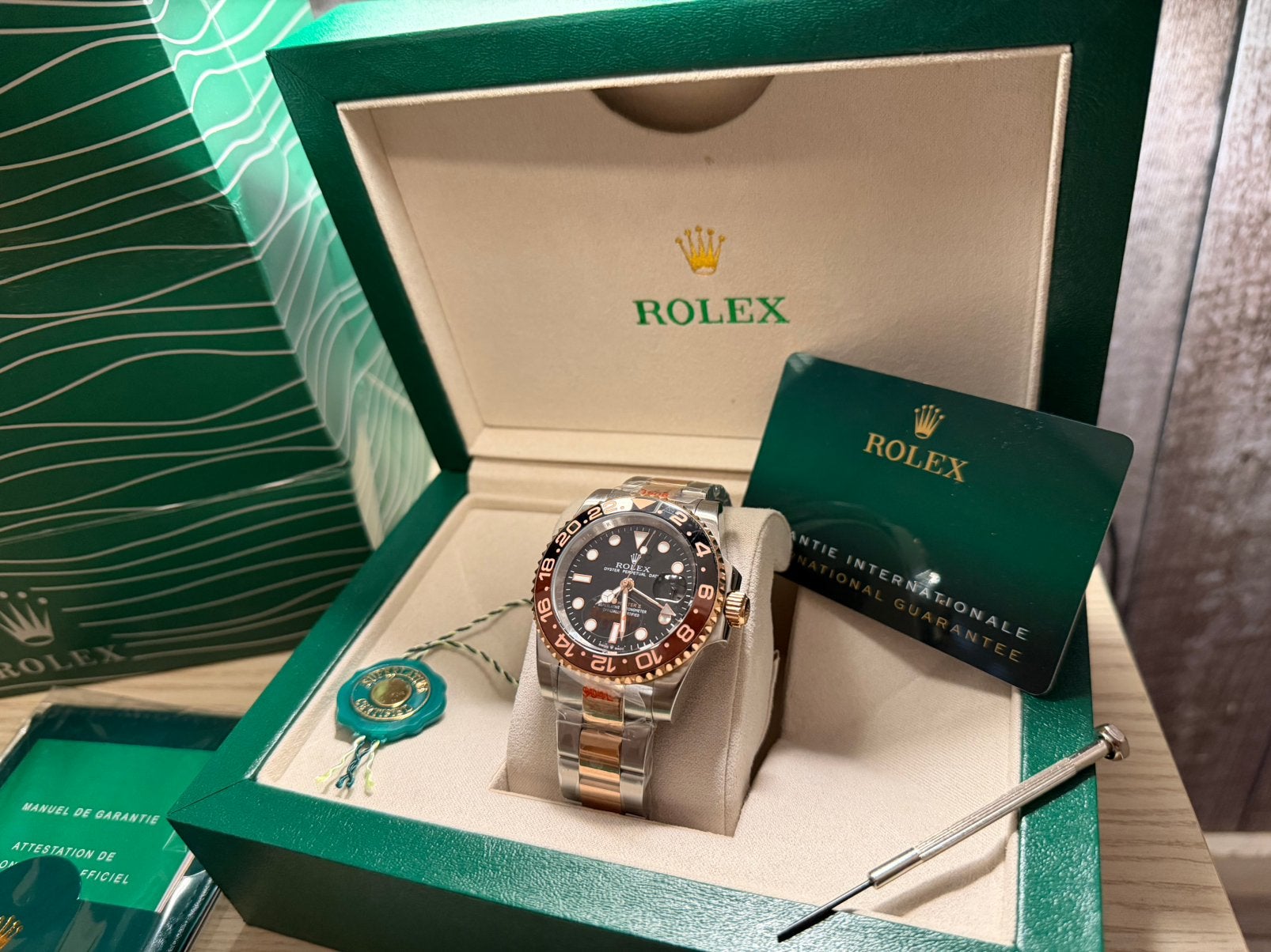 Rolex Rootbeer GMT-Master - II   FULL set, Staal, Polshorloge, Nieuw, Ophalen of Verzenden