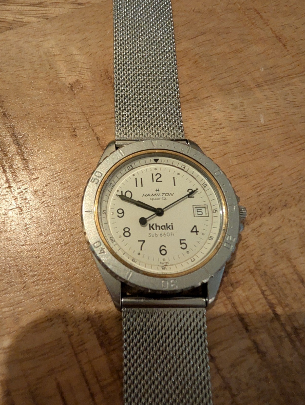 Hamilton Khaki Polshorloge, Sieraden, Tassen en Uiterlijk, Overige merken, Staal, Gebruikt, Staal