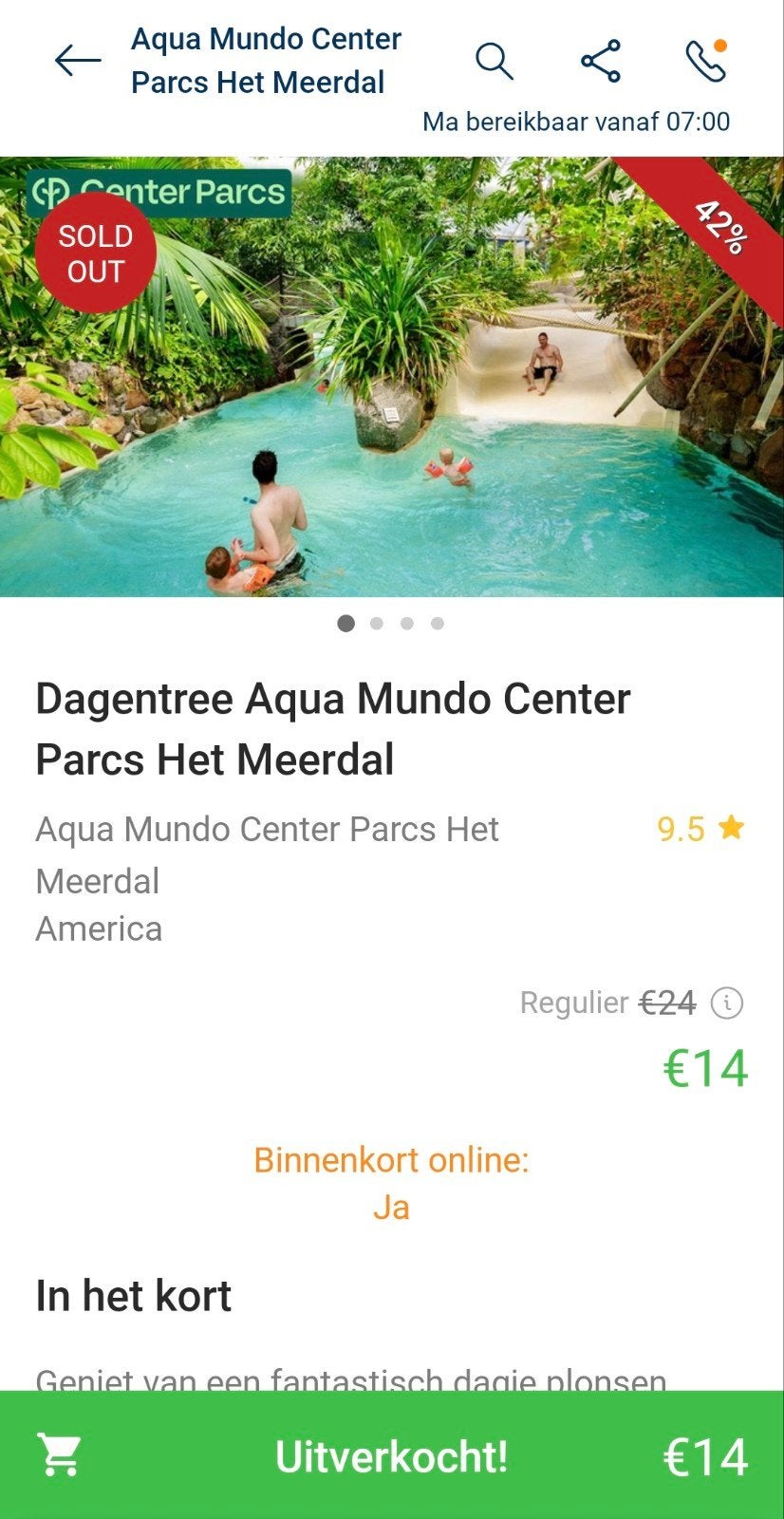 2 kaartjes voor zwemmen bij centerparcs het Meerdal