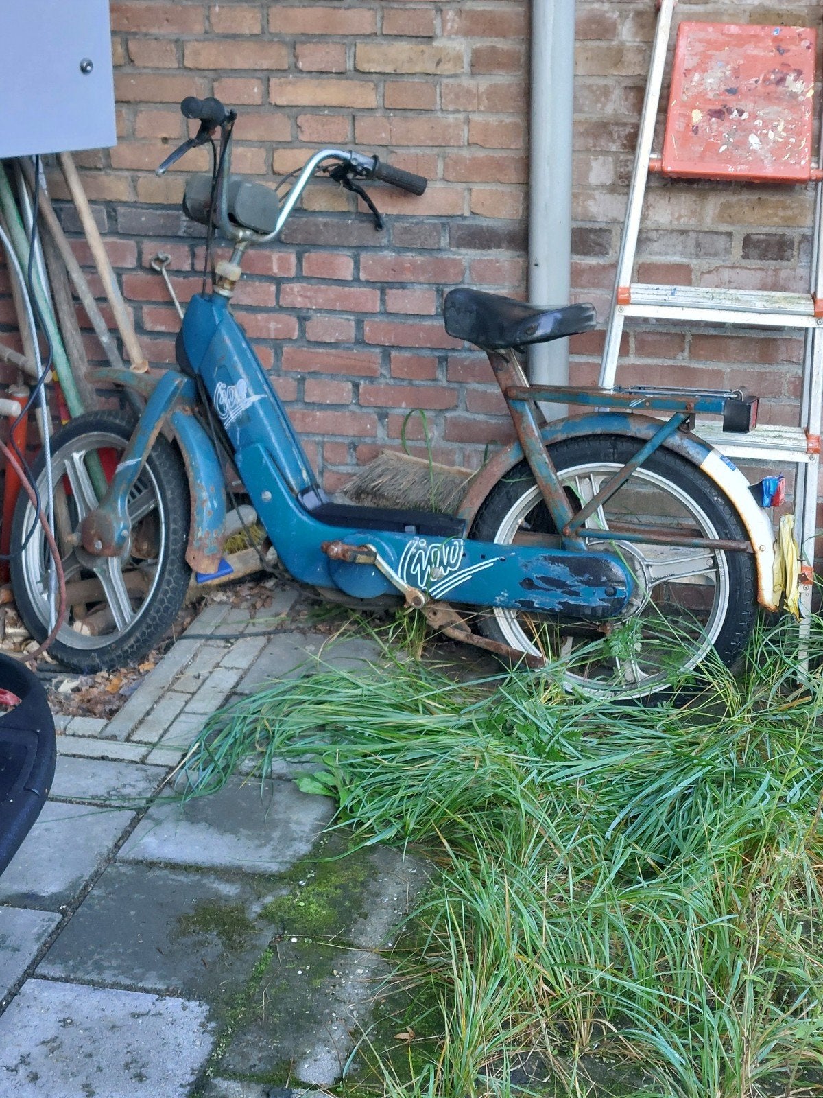 Blauwe Piaggio Ciao met blauw kenteken - opknapper, Ophalen, Gebruikt, Maximaal 25 km/u, Piaggio