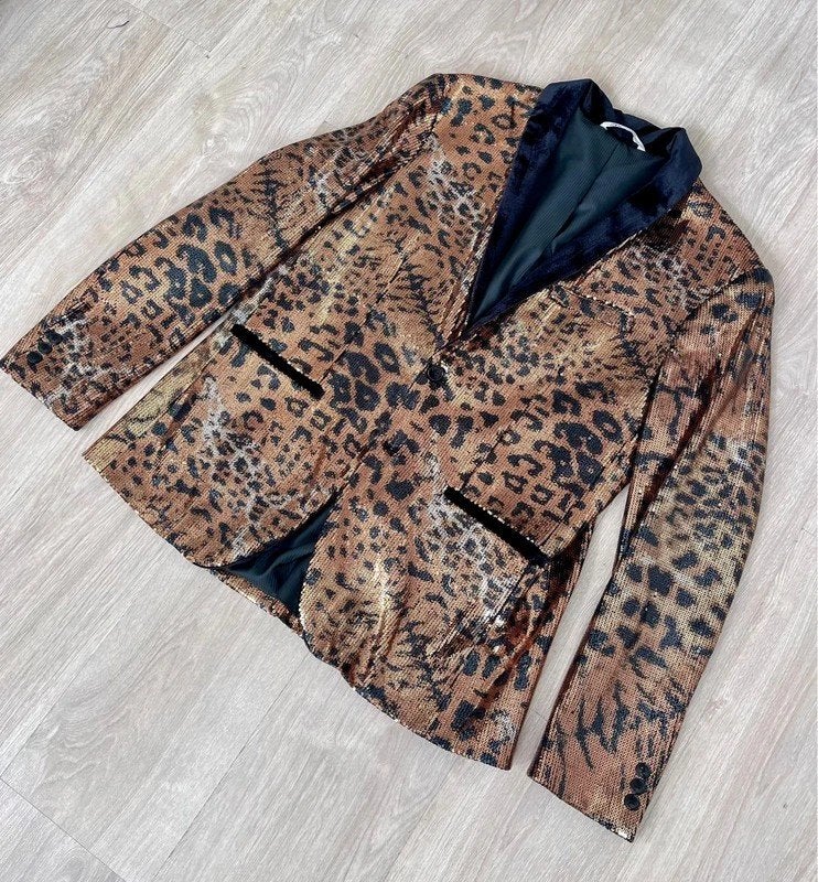 Zeldzaam! ZARA Leopard Velvet Sequin Blazer Panterprint – XL, Zara, Verzenden, Maat 56/58 (XL), Zo goed als nieuw