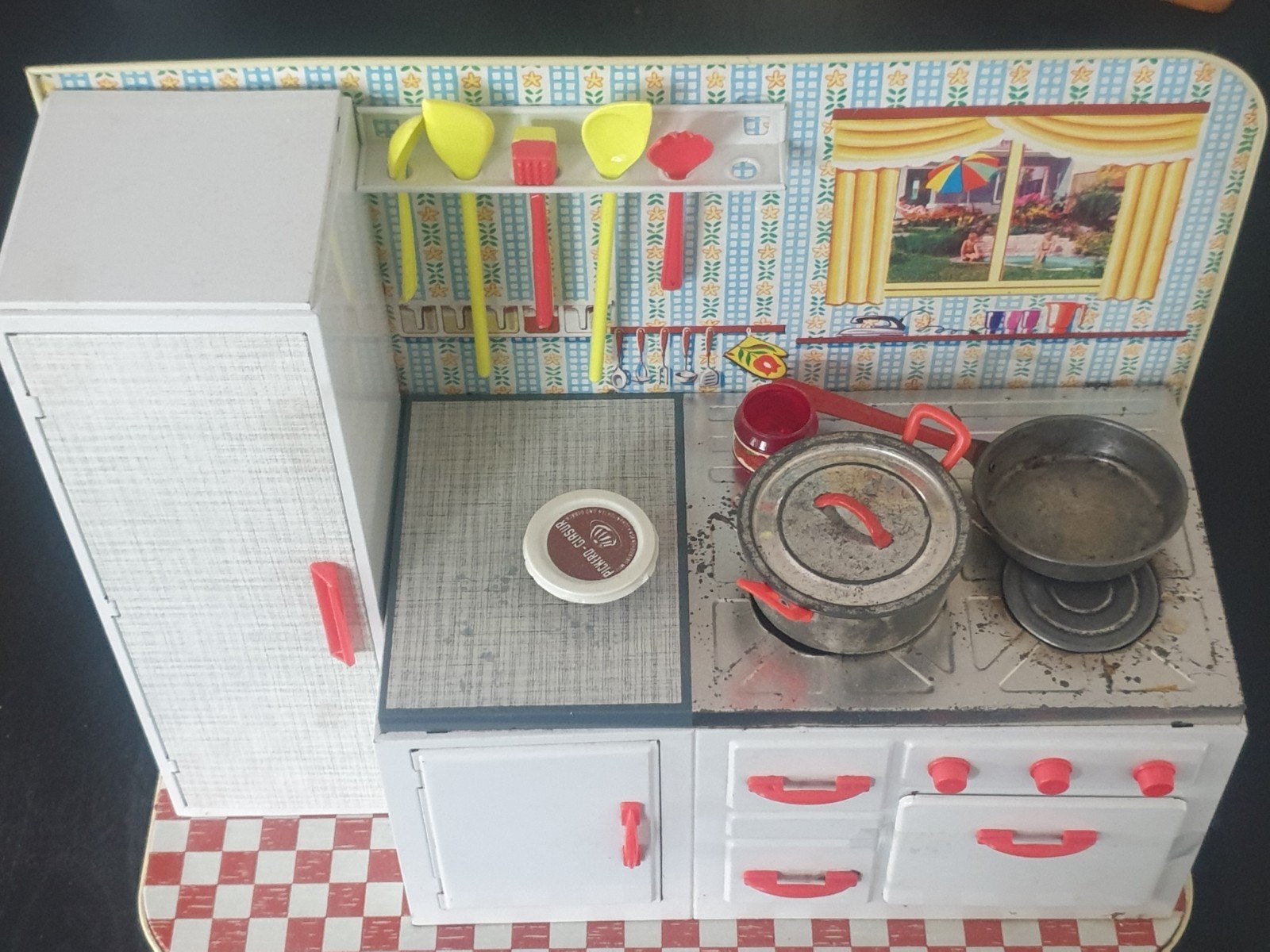 Vintage blikken speelgoedkeuken met accessoires, Ophalen of Verzenden