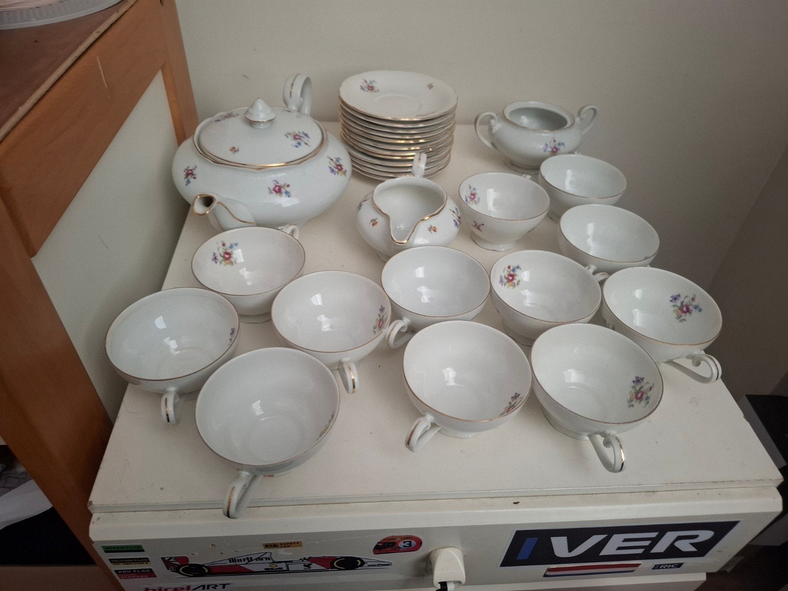 Vintage Epiag D.F. Tsjechoslowakije Porseleinen Theeservies, Antiek en Kunst, Ophalen of Verzenden