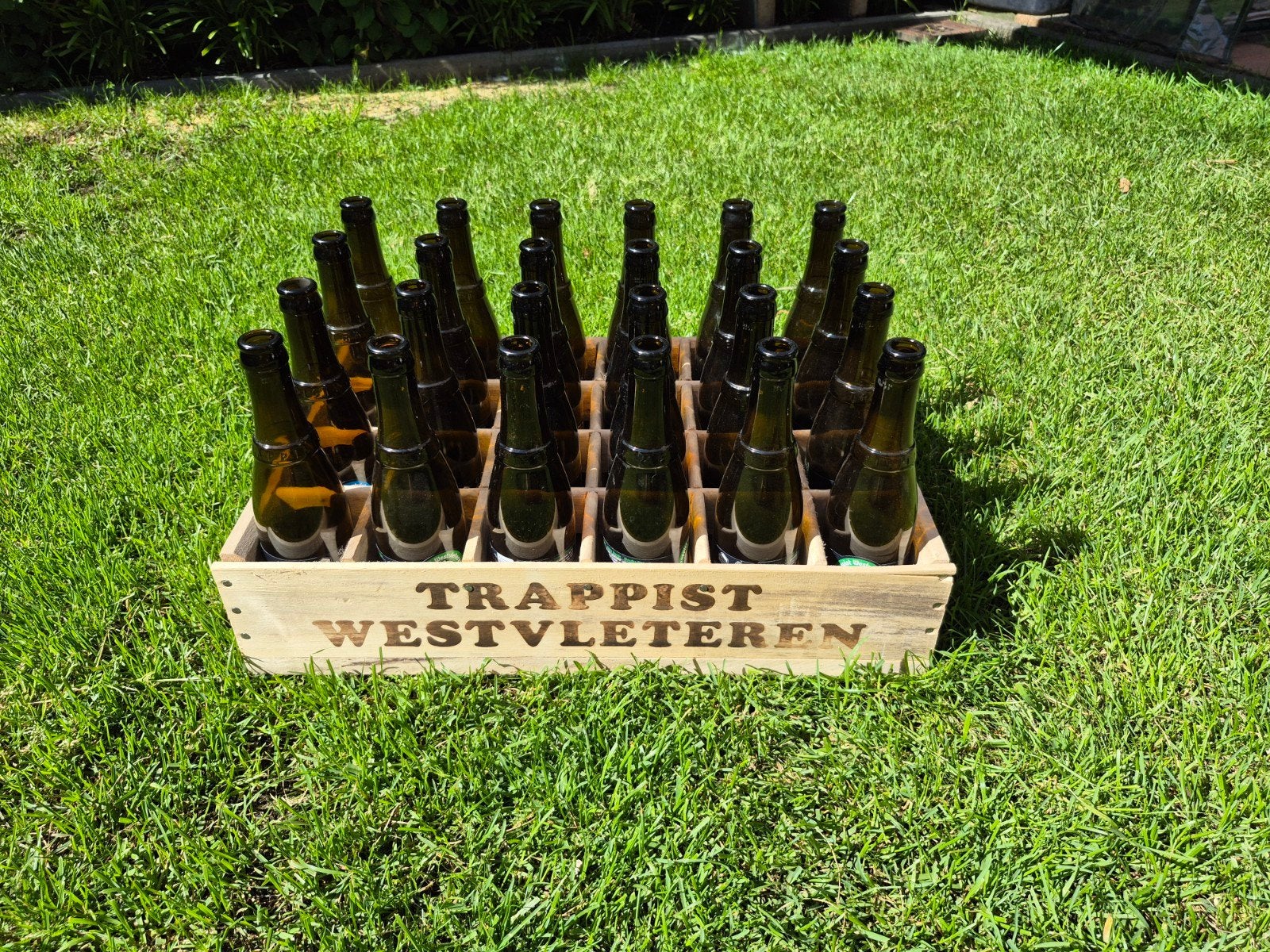 Lege Trappist Westvleteren krat incl. flessen met etiketten, Verzamelen, Ophalen of Verzenden, Gebruikt