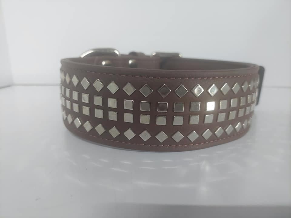 Nieuwe stoere leren brede hondenhalsband halsband hond bruin, Ophalen of Verzenden, Nieuw