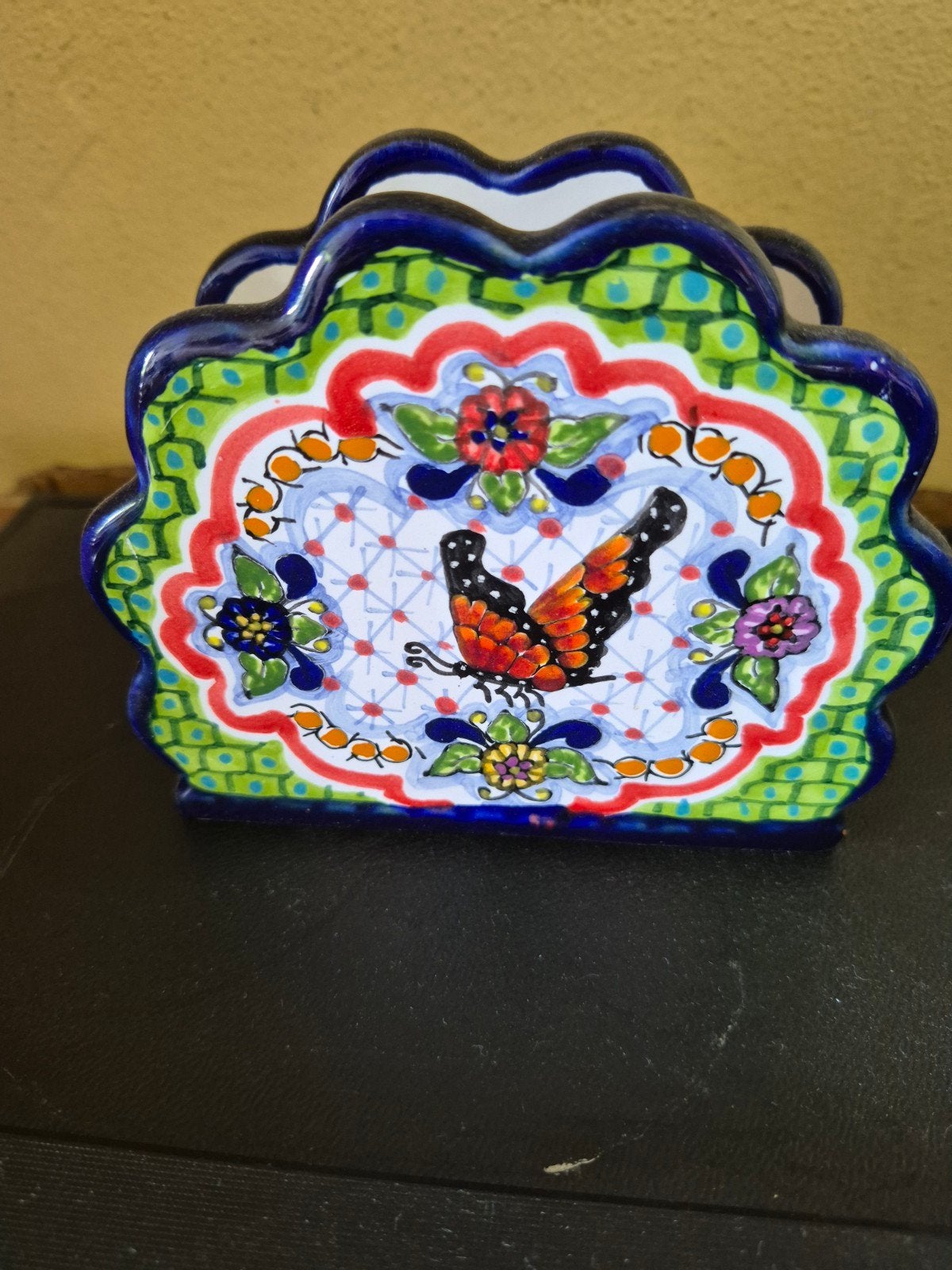 Handgeschilderde Mexicaanse Talavera servethouder, Antiek en Kunst, Antiek | Keramiek en Aardewerk, Ophalen of Verzenden
